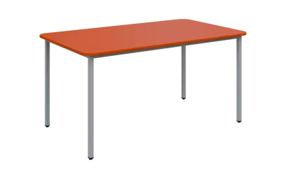 JSBR 150N Jídelní stůl 1500 x 900 mm, deska pomeranč / podnož stříbrná